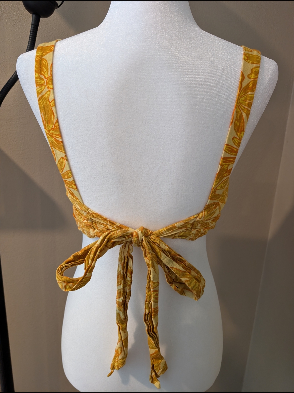 Free People Small Yellow Floral Square-Neck Crop Top - Picture 4 of 9
